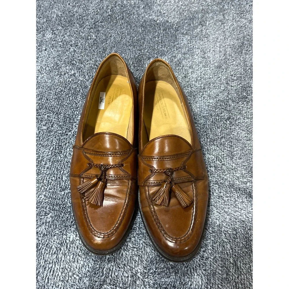 Johnston & Murphy Cellini MensTan Leather Tassel Loafers Made in Italy Size 11.5